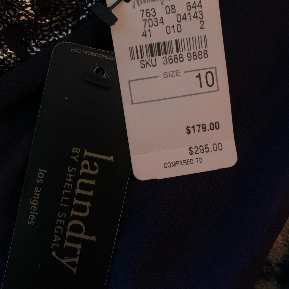 NEW Laundry By Shelli Segal Navy & Silver Dress - Picture 6 of 12
